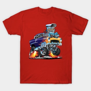 Classic Fifties Hot Rod Muscle Car Cartoon T-Shirt